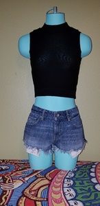 Black knitted crop top.